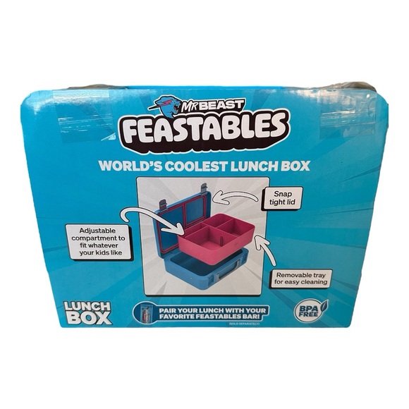 NWT Mr. Beast Feastables Worlds Coolest Lunch Box Blue/Pink - Picture 4 of 6